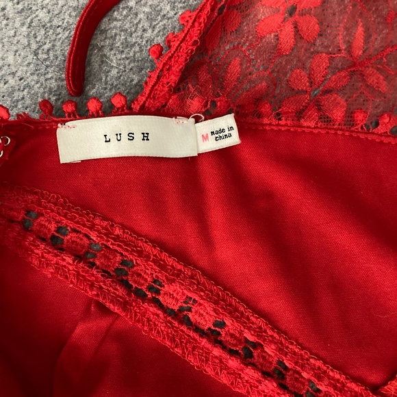 LUSH Women's Red Crochet Lace Dress Cutout Tie Back Medium - Picture 12 of 12